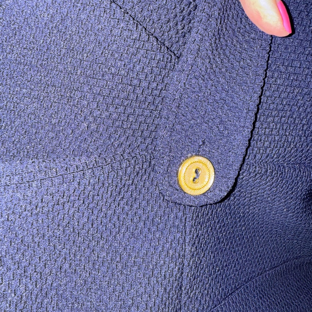 Tabitha Navy Dress with Gold Accents - Picture 5 of 13